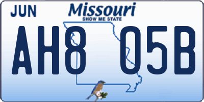 MO license plate AH8O5B