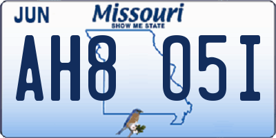 MO license plate AH8O5I