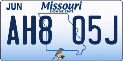 MO license plate AH8O5J
