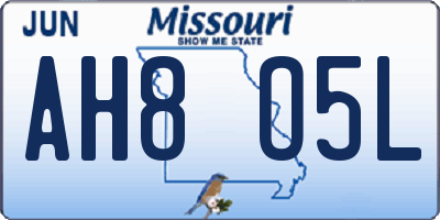 MO license plate AH8O5L