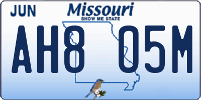 MO license plate AH8O5M