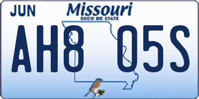 MO license plate AH8O5S
