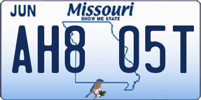 MO license plate AH8O5T