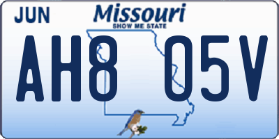 MO license plate AH8O5V