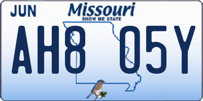 MO license plate AH8O5Y