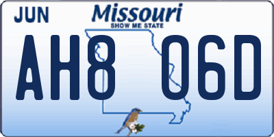 MO license plate AH8O6D