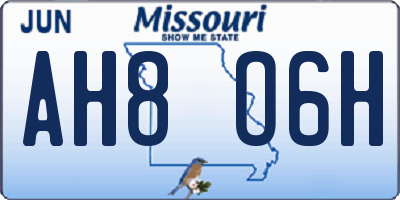 MO license plate AH8O6H