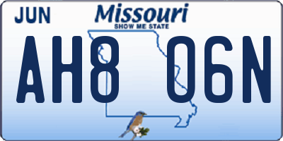 MO license plate AH8O6N