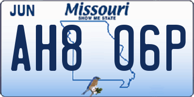 MO license plate AH8O6P