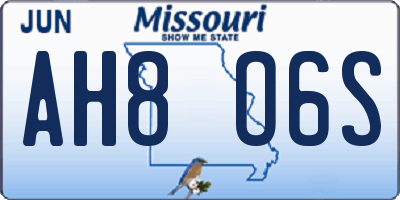MO license plate AH8O6S