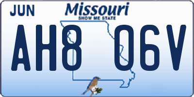 MO license plate AH8O6V