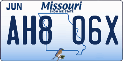 MO license plate AH8O6X