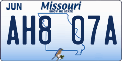 MO license plate AH8O7A