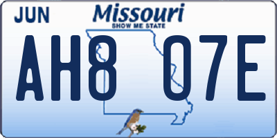MO license plate AH8O7E