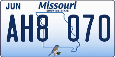 MO license plate AH8O7O