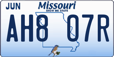 MO license plate AH8O7R