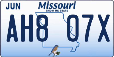 MO license plate AH8O7X