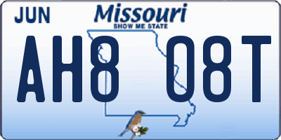 MO license plate AH8O8T