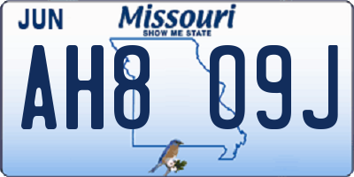 MO license plate AH8O9J