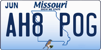 MO license plate AH8P0G