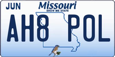 MO license plate AH8P0L