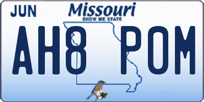 MO license plate AH8P0M