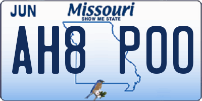 MO license plate AH8P0O