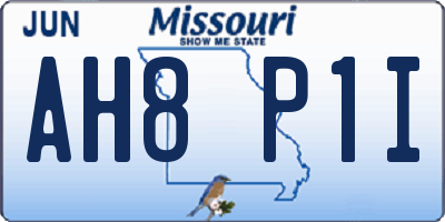 MO license plate AH8P1I