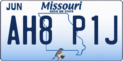 MO license plate AH8P1J