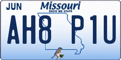 MO license plate AH8P1U