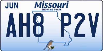 MO license plate AH8P2V