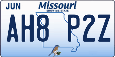 MO license plate AH8P2Z
