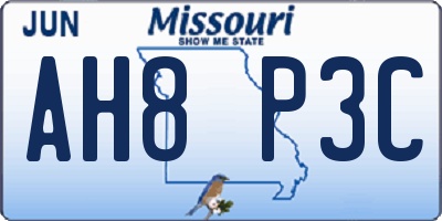 MO license plate AH8P3C