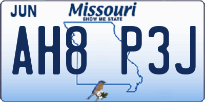 MO license plate AH8P3J