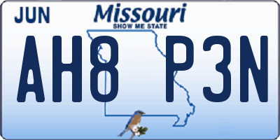 MO license plate AH8P3N