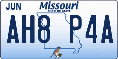 MO license plate AH8P4A