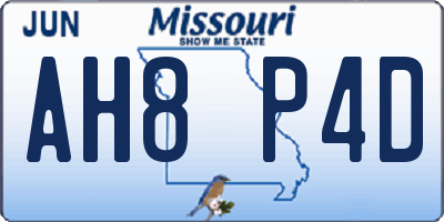 MO license plate AH8P4D