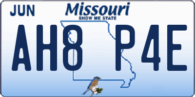MO license plate AH8P4E