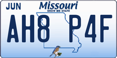 MO license plate AH8P4F