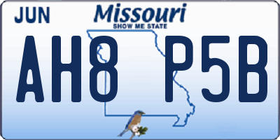 MO license plate AH8P5B