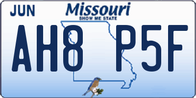 MO license plate AH8P5F