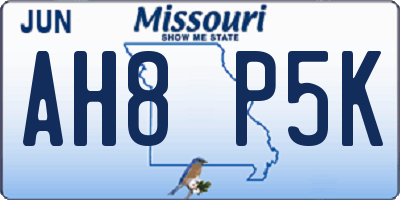 MO license plate AH8P5K