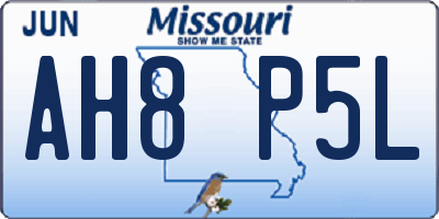 MO license plate AH8P5L