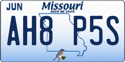 MO license plate AH8P5S