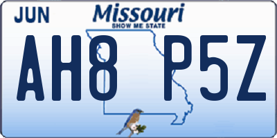 MO license plate AH8P5Z
