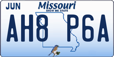 MO license plate AH8P6A