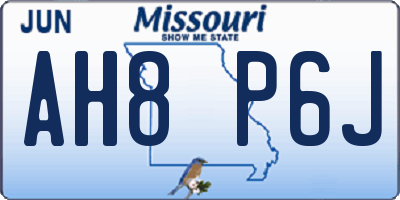 MO license plate AH8P6J