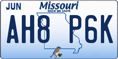 MO license plate AH8P6K