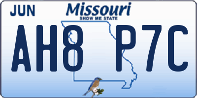 MO license plate AH8P7C