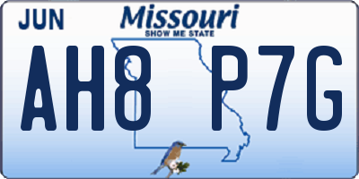 MO license plate AH8P7G